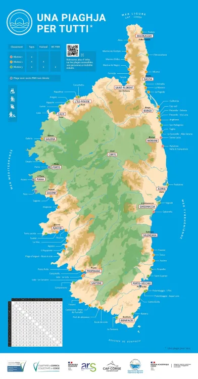 Carte des plages inclusives Corse